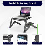 WorkEZ Cool Laptop Cooling Stand - Portable Laptop Stand with FAN USB PORTS MOUSE PAD adjustable laptop desk for bed computer lap desk for laptop riser for desk foldable laptop holder for bed fans