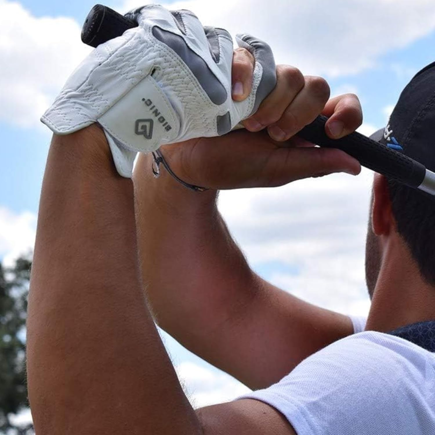 Bionic Mens Performance Grip Pro Premium Leather Golf Glove Mens Left White Large