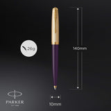 Parker 51 Ballpoint Pen | Deluxe Plum Barrel with Gold Trim | Medium 18k Gold Point (No Ink Refill)