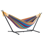 Vivere Double Cotton Hammock with Space Saving Steel Stand