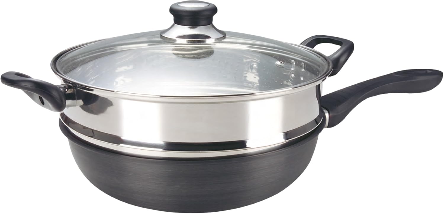 ASD 30cm Hard Anodized IH Stir Fry Pan With Steamer HP2330SSIH Main image