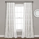 Lush Decor Nova Ruffle Window Curtain Panel Pair, 42"W x 84"L, White