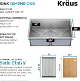 KRAUS Kore 30 Inch Undermount Workstation 16 Gauge Stainless Steel Double Bowl Stainless Steel Kitchen Sink with Accessories, KWU112-30