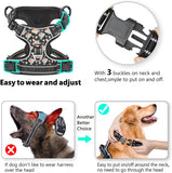 Timos Dog Harness 3 Snap Buckles NoPull Soft Padded Dog Vest With 2 Metal Leash Clips Small Dogs Black Rose S