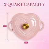 Paris Hilton Enameled Cast Iron Dutch Oven Heart-Shaped Pot with Lid, 2-Quart, Pink