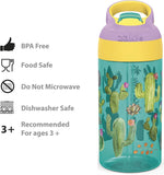 Zak Designs 16oz Riverside Desert Life Kids Water Bottle with Straw and Built in Carrying Loop Made of Durable Plastic, Leak-Proof Design for Travel, 2PK Set