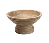 Creative Co-Op DF2440 Ridged Mango Wood Footed Bowl, 5 Quarts