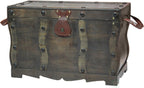 Vintiquewise Antique Style Distressed Wooden Pirate Treasure Chest, Coffee Table Trunk