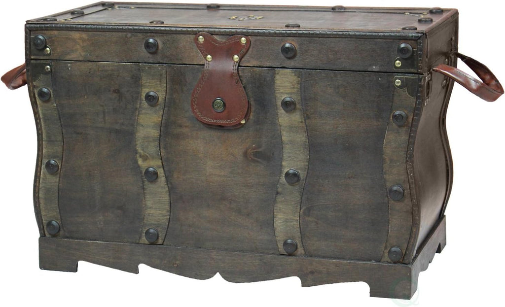 Vintiquewise Antique Style Distressed Wooden Pirate Treasure Chest, Coffee Table Trunk