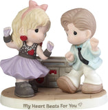Precious Moments Couple Listening to Music 192011 My Heart Beats for You Bisque Porcelain Figurine