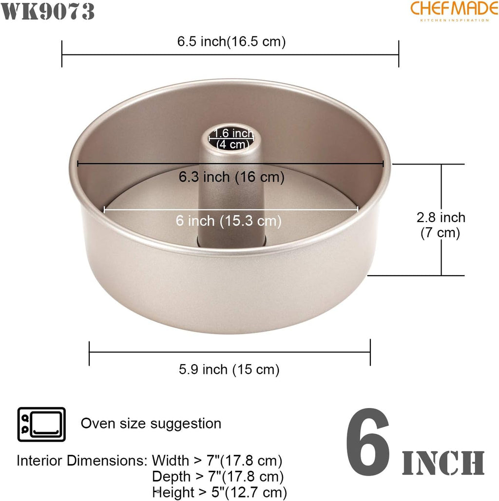 Chef Made WK9073 Angel Food Pan With Removable Bottom 6in