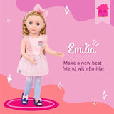 Glitter Girls – 14-Inch Poseable Fashion Doll – Braided Blonde Hair & Green Eyes – Pink Dress & Gradient Leggings – Hair Bow & Glitter Sandals – 3 Years + – Emilia