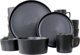 Elama Luxmatte Contemporary Dinnerware Set, 20 Piece, Black