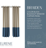 Elrene Home Fashions 26865874693 Braiden Room Darkening Grommet Window Curtain Drape Panel, 52" x 84", Navy, 1