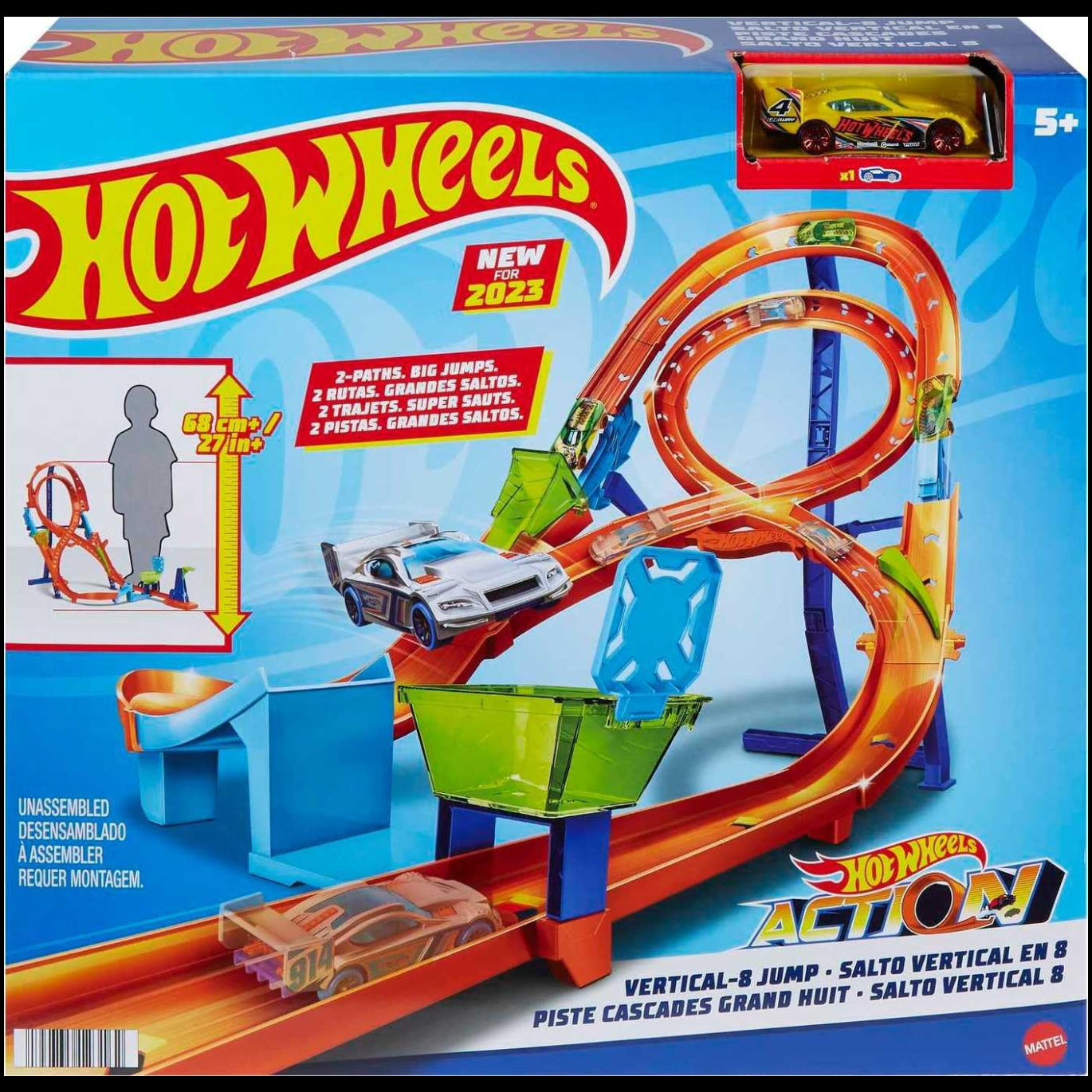 Hot Wheels Track Set With 1 Hot Wheels Car Tall Figure 8 Track For Race And Stunting