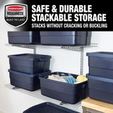 Rubbermaid RMRT100013 Roughneck Storage Tote 10 Gal Dark Indigo Metallic Pack Of 8 Container