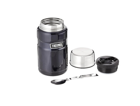 Thermos Stainless Steel Food Jar with Folding Spoon, Midnight Blue, 700ml