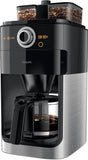 Philips HD7762/00 Coffee Maker with Glass Jug Grind and Brew System, 1.2 Litre, 1000 Watt, Black Metal