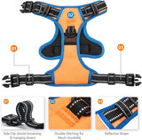 PHOEPET Reflective Dog Harness Large Breed Adjustable No Pull Vest With Handle 2 Metal Rings 3 Buckles L Orange