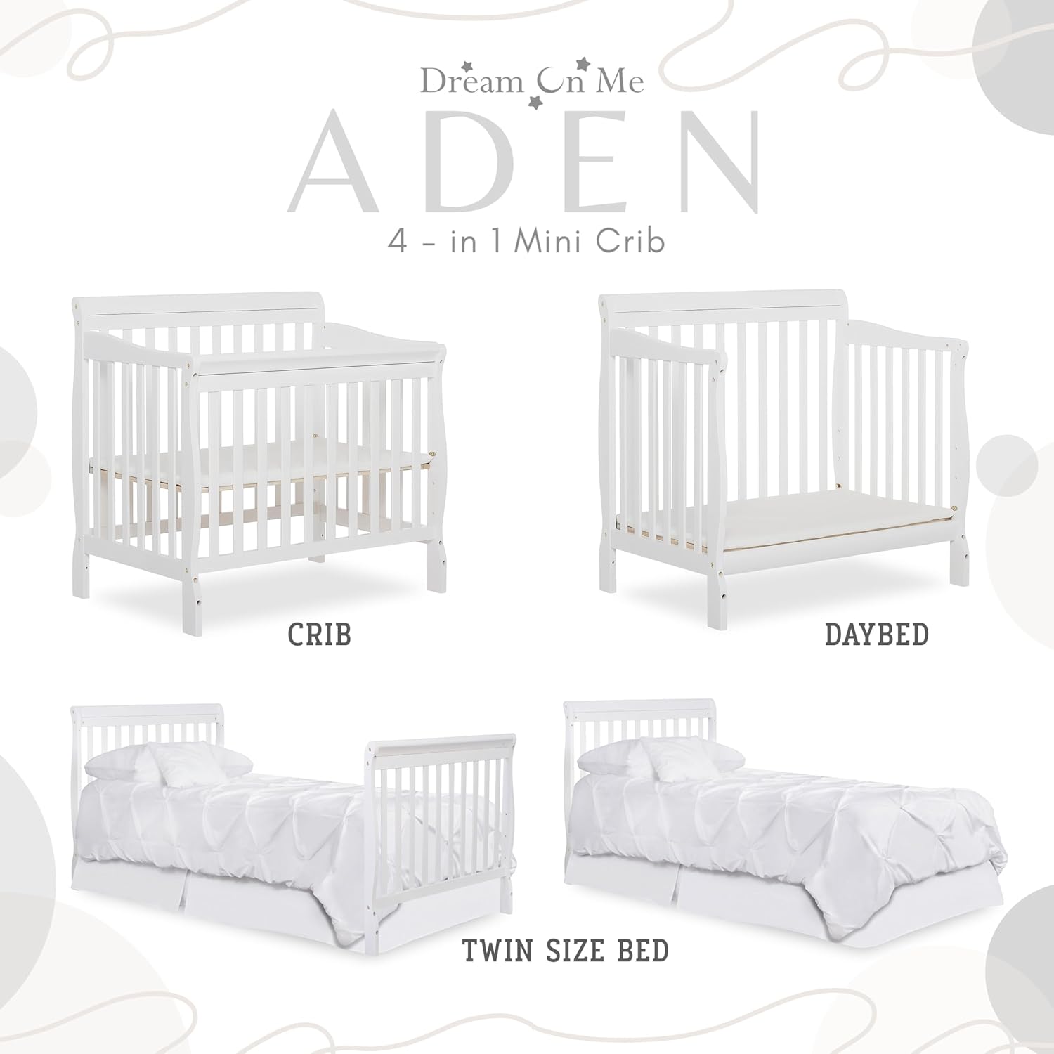 Dream On Me 4in1 Aden Convertible Mini Crib
