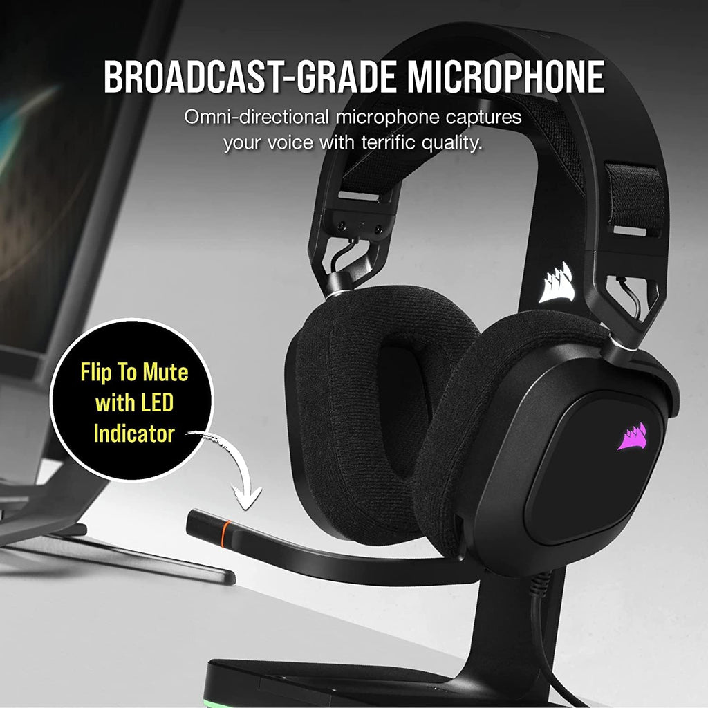 Corsair HS80 RGB USB Premium Gaming Headset with 7.1 Surround Sound Carbon Large