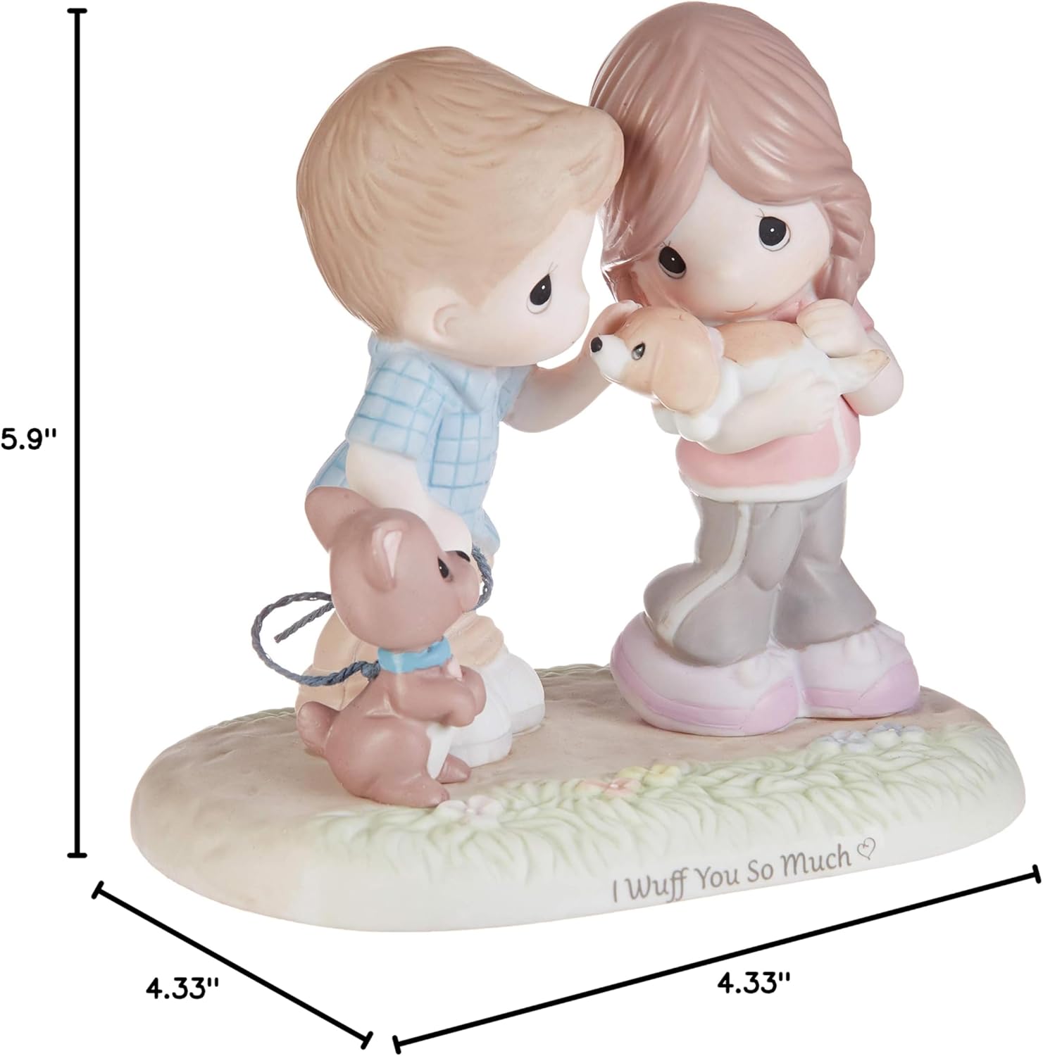Precious Moments 193011 I Wuff You So Much Couple With Puppies Bisque Porcelain Figurine