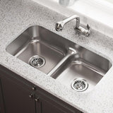 MR Direct 512-16 Stainless Steel Undermount 32-1/2 in. Double Bowl Kitchen Sink, 16 Gauge