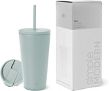 Simple Modern Insulated Tumbler Cup with Straw Lid and Flip Lid | Reusable Stainless Steel Water Bottle for Cold Brew Tea Iced Coffee Travel Mug | Classic Collection | 16oz | Sea Glass Sage