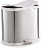 Joseph Joseph 70520 Split Steel Recycling Waste Bin, Grey/White,1.6 gallon/6 liter,Stainless Steel