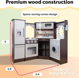 KidKraft Ultimate Corner Wooden Play Kitchen With Lights And Sounds Espresso