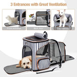 Lekereise Large Cat Backpack Expandable Pet Backpack Carrier For Small Medium Dogs Cats Striped