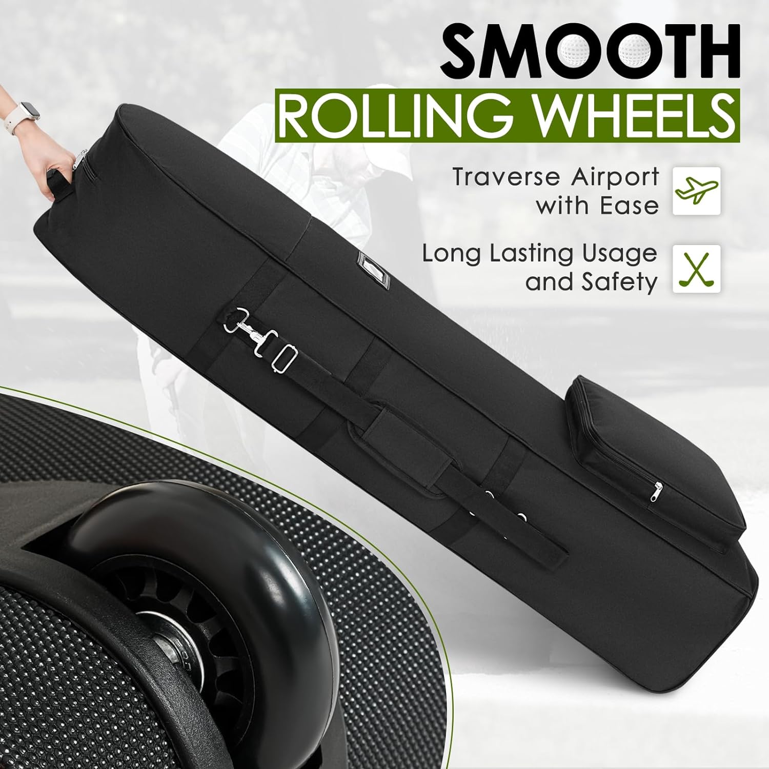 DAREKUKU Golf Travel Bag With Wheels Secondary image