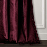 Lush Decor Prima Velvet Curtains Color Block Light Filtering Window Set for Living, Dining, Bedroom, 95 in L Panel Pair, Plum