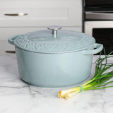 Spice by Tia Mowry Savory Saffron 6Qt Cast Iron Dutch Oven w/Embossed Lid - Aqua Blue