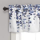 Lush Decor Navy and Navy Weeping Flower Pattern Valance Curtain 18" x 52"