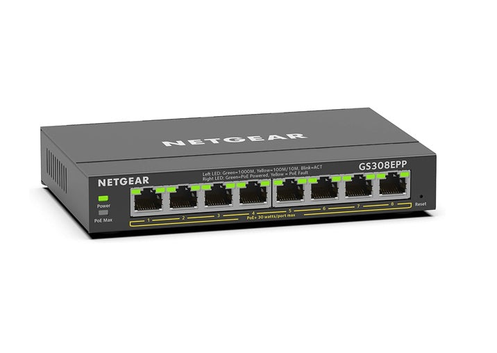 NETGEAR GS308EPP 8-Port PoE+ Gigabit Managed Desktop Switch (123W)