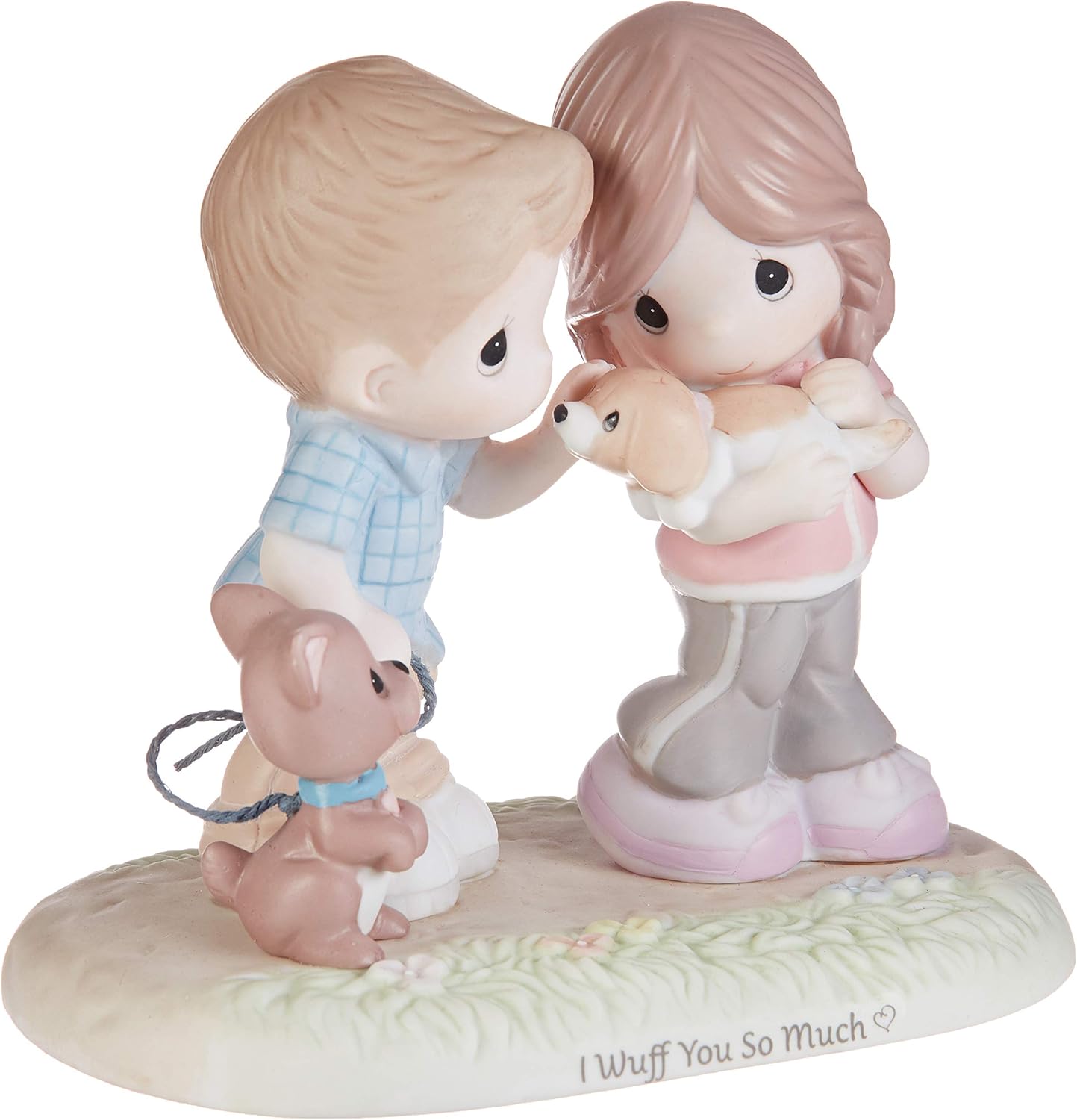 Precious Moments 193011 I Wuff You So Much Couple With Puppies Bisque Porcelain Figurine Main image