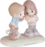 Precious Moments 193011 I Wuff You So Much Couple With Puppies Bisque Porcelain Figurine