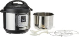 Instant Pot Duo Plus - 9-in-1 Pressure Cooker + Steel Pot + Glass Lid. Pressure cooking, slow cooking, rice, yogurt, steam, sauté and keep warm, steam, sous vide. 6 Quart / 5.7 L. Stainless Steel