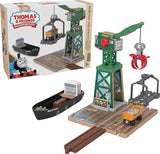 Thomas & Friends Fisher-Price Wooden Railway Brendam Docks Wood playset for Kids 3 Years and up, Multicolor (HBJ83)