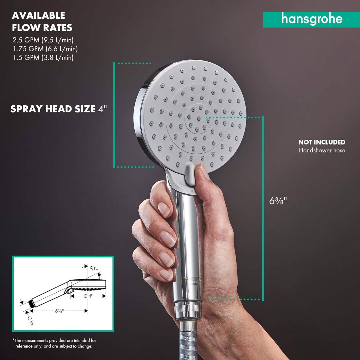 hansgrohe Vernis Blend 4inch HighPressure Handheld Shower Head 2Spray Rain IntenseRain Chrome 1.5 GPM 26090001 Secondary image