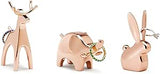 Umbra 1009158-880 Anigram Animal Ring Holder (3-Pack) - Copper Plated Bunny, Reindeer and Elephant Ring Holders, Copper