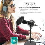 Pyle PDMIKT100 USB Microphone Podcast Recording Kit - Audio Recording Cardioid Condenser Mic w/Stand, Gooseneck Pop Filter, For Gaming, Desktop,Streaming, Studio, Works w/Windows PC, Laptop, Mac