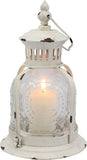 Stonebriar Antique Worn White Metal Candle Lantern