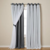 Exclusive Home Catarina Layered Solid Room Darkening Blackout and Sheer Grommet Top Curtain Panel Pair, 52