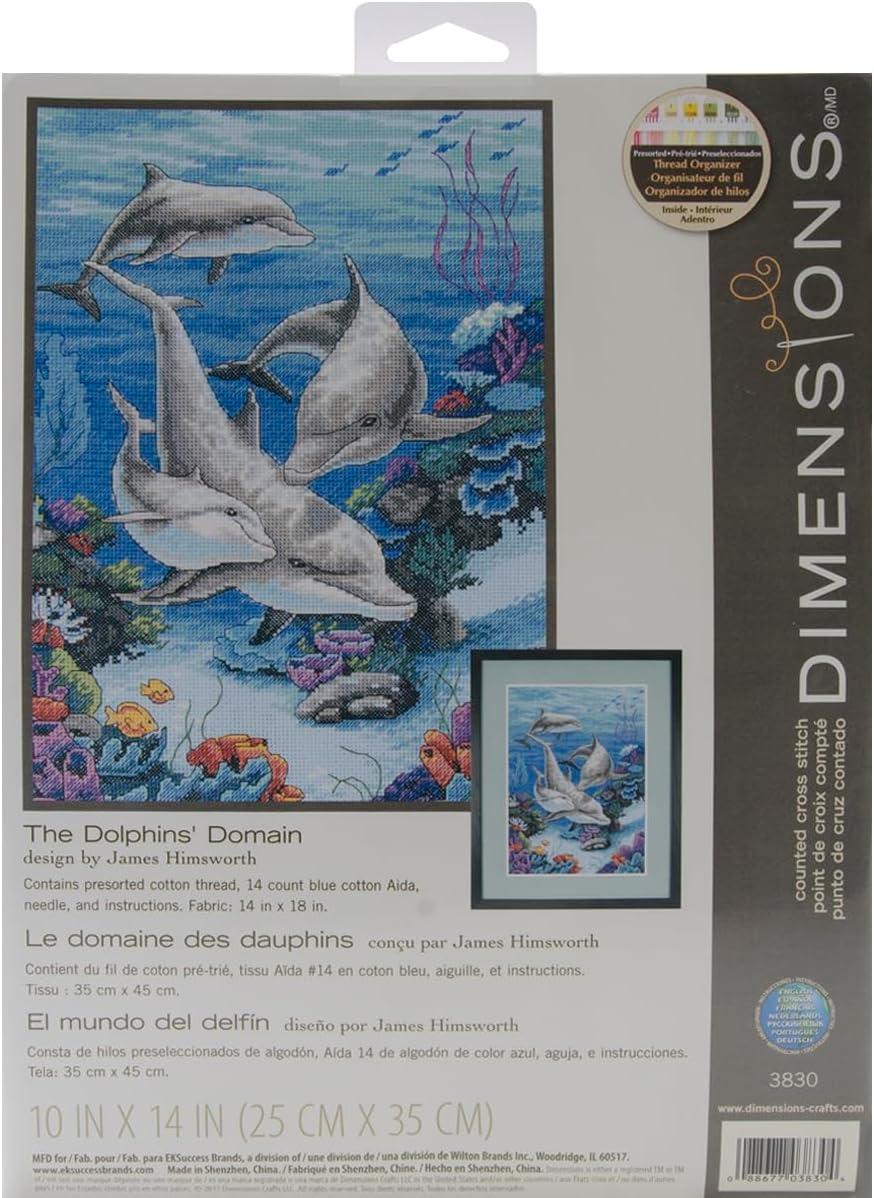 DIMENSIONS Needlecrafts Counted Cross Stitch The Dolphins Domain Blue