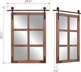 Patton Wall Decor 33x26 Sliding Barn Door Wood Window Wall Mirror, Brown