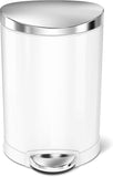 Simple Human Mini Semi-Round Step Trash Can, White Steel, 6 L