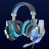 KUFUNG 3.5mm Gaming Headset ENC Noise Cancelling Mic LED Headphones Stereo Bass Surround for PC PS4 Xbox One,Black Blue