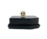 Boston Warehouse Coffin Shaped with Skull Handle Covered Butter Dish